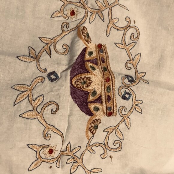 Chanukah By Jabara 100% Cotton Tablecloth With Embroidered Menorah & Crown Desig - Picture 5 of 16